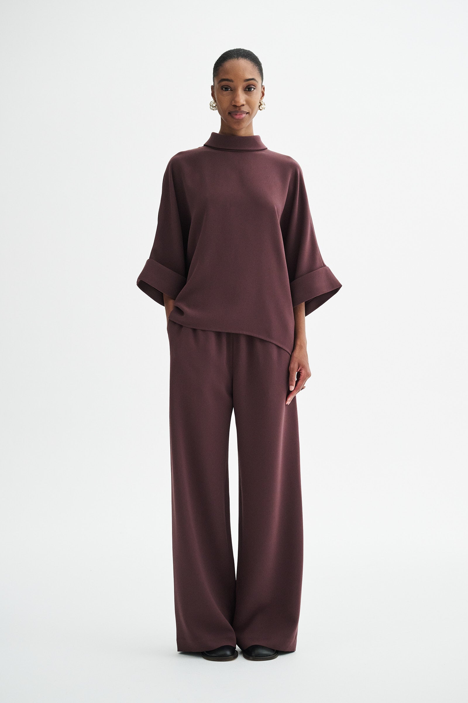 MKDT Studio PALMIRA CREPE GEORGETTE Pants BURGUNDY