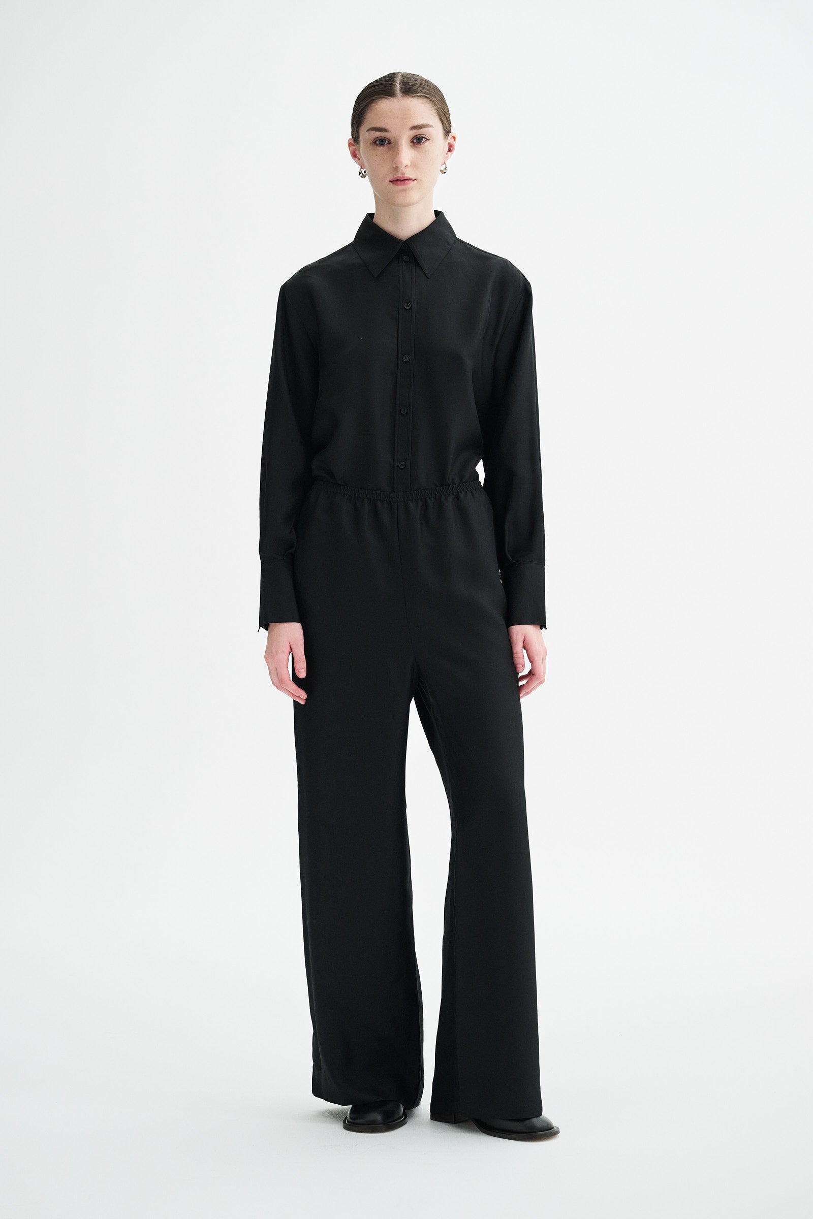 MKDT Studio PRESSA MATTE SILK TWILL Pants BLACK