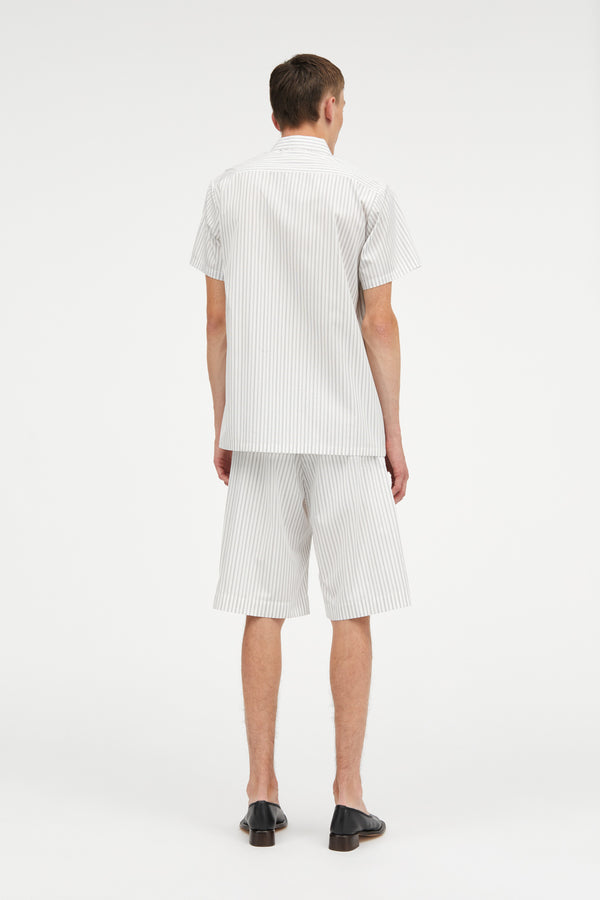 Mark Kenly Domino Tan Paco Striped Cotton Shorts GREY/WHITE