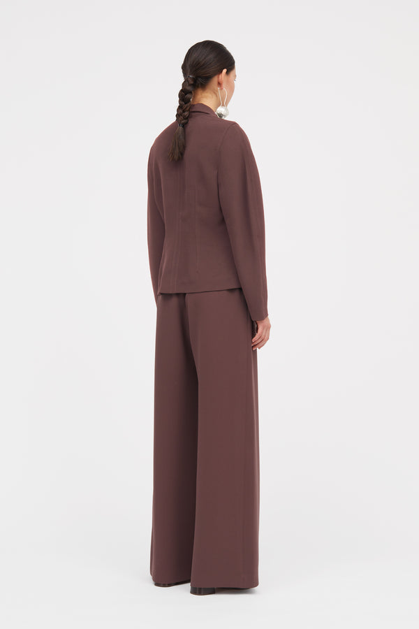 Mark Kenly Domino Tan Palmira Crepe Georgette Pants BURGUNDY