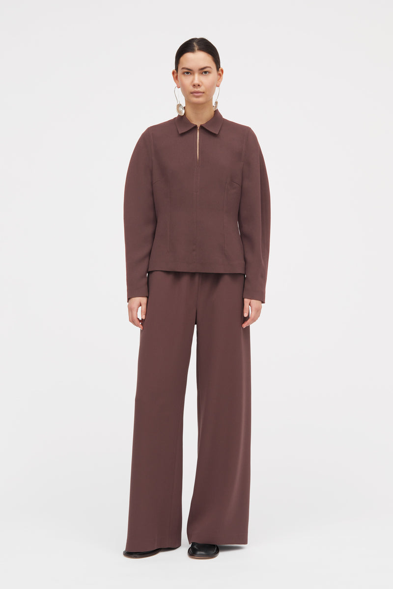 MKDT Studio Palmira Crepe Georgette Pants BURGUNDY