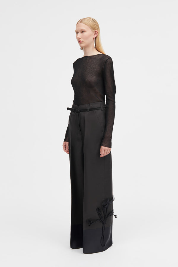 Mark Kenly Domino Tan Pashi-atelier Silk Wool Twill Pants BLACK