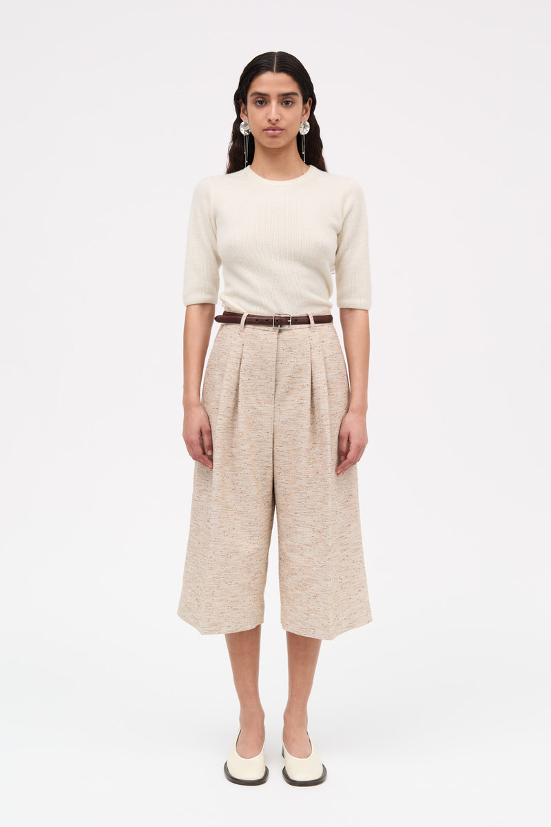 MKDT Studio Pennie Textured Wool Shorts CITY BROWN