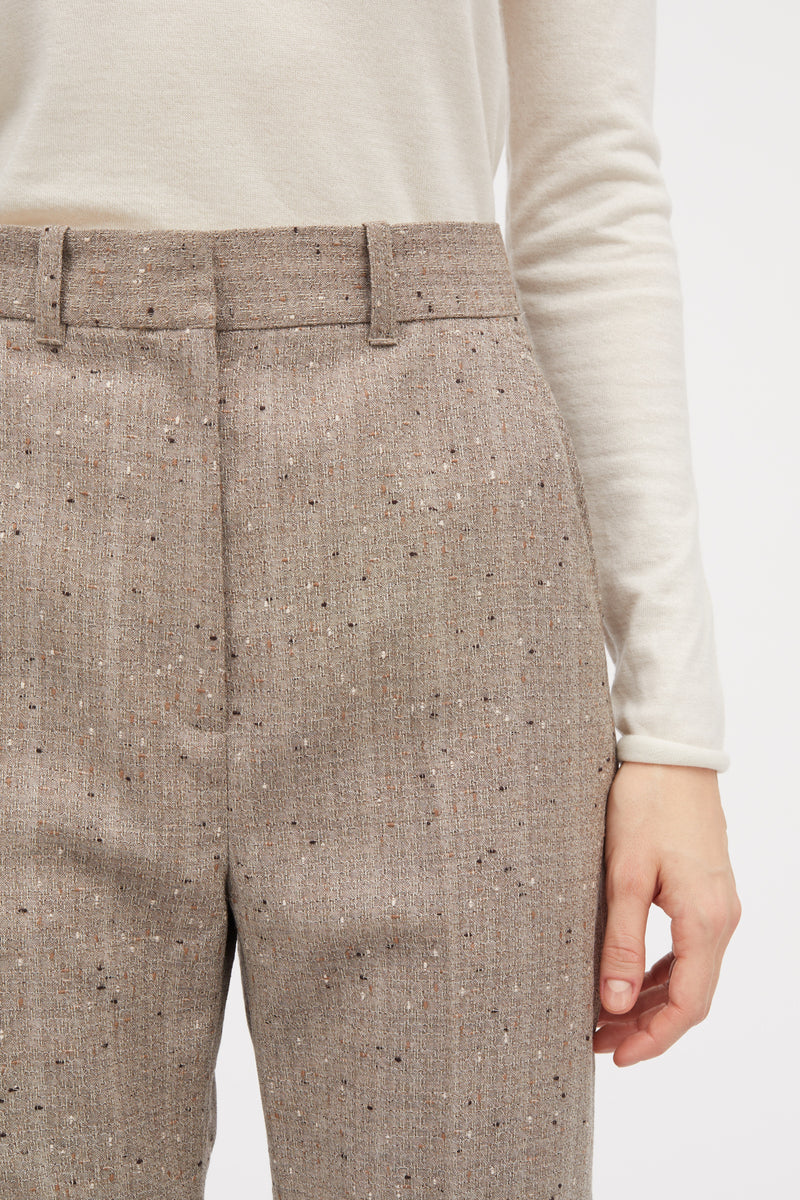 MKDT Studio Perrie Speckled Thin Wool Pants Brown Melange