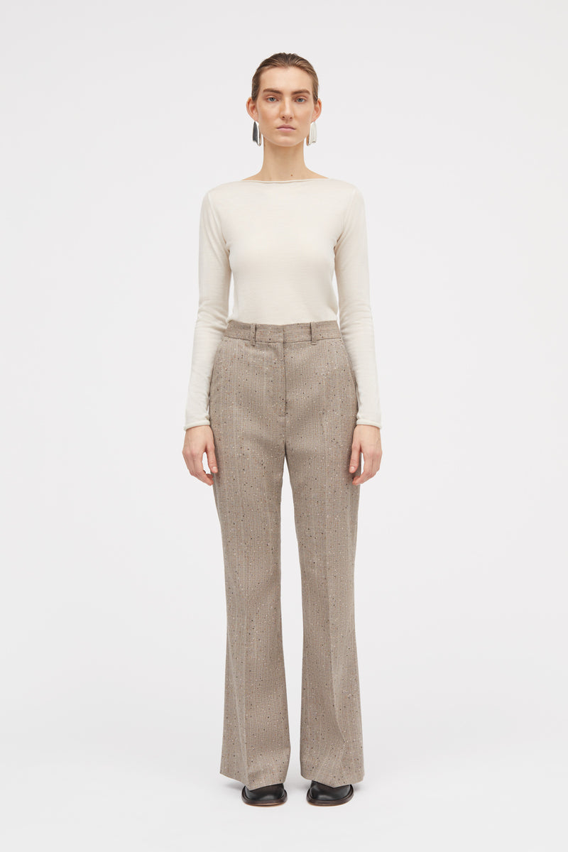 MKDT Studio Perrie Speckled Thin Wool Pants Brown Melange