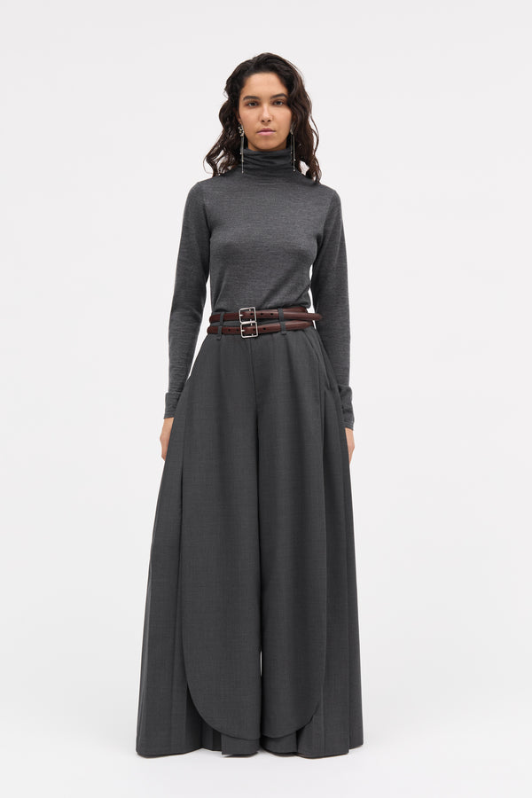 MKDT Studio Phia-atelier Thin Wool Melange Pants DARK GREY MELANGE