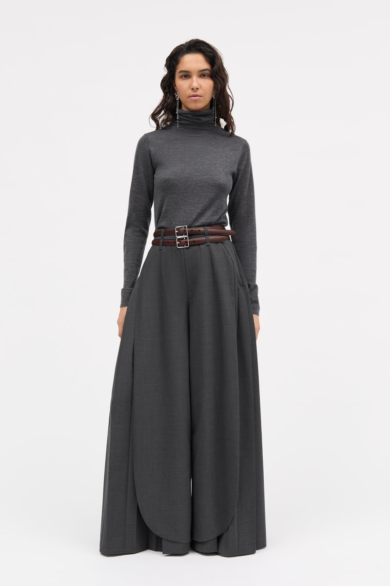 MKDT Studio Phia-atelier Thin Wool Melange Pants DARK GREY MELANGE