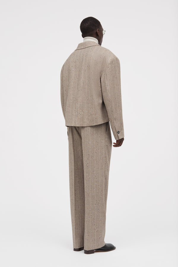 MKDT Studio Phil Speckled Thin Wool Pants Brown Melange