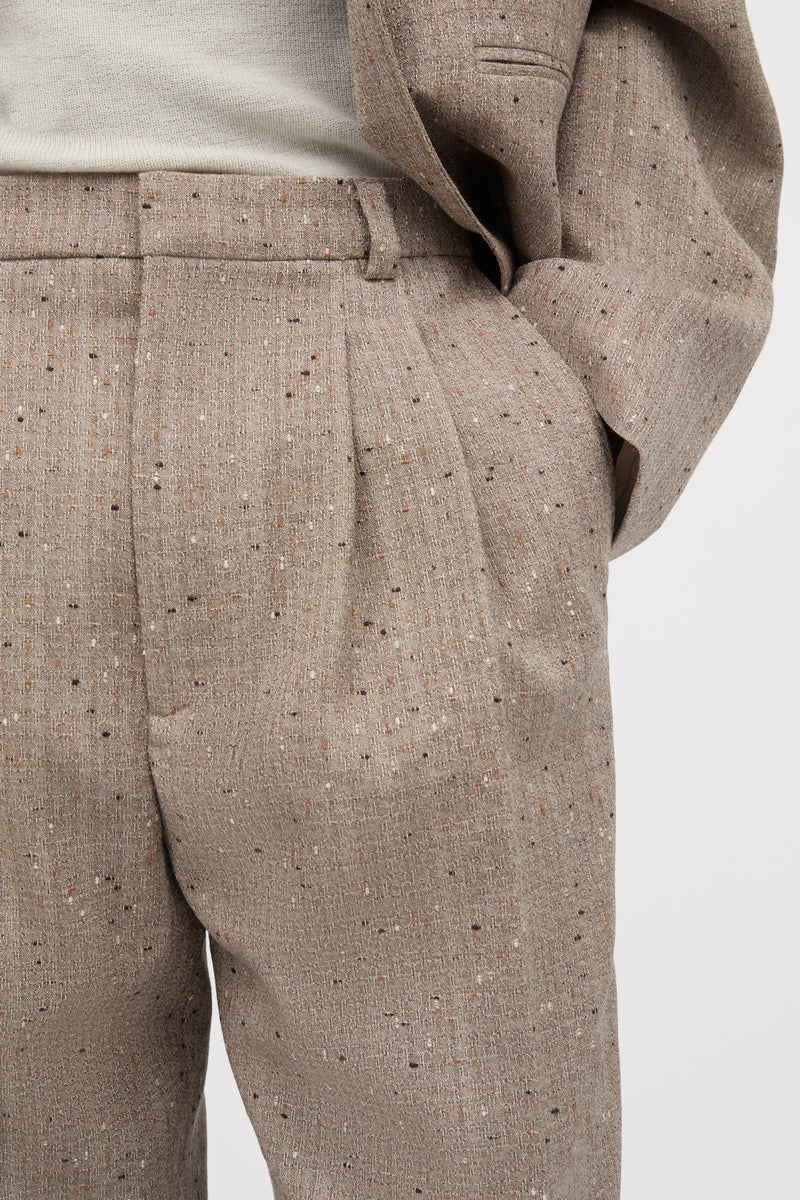 MKDT Studio Phil Speckled Thin Wool Pants Brown Melange
