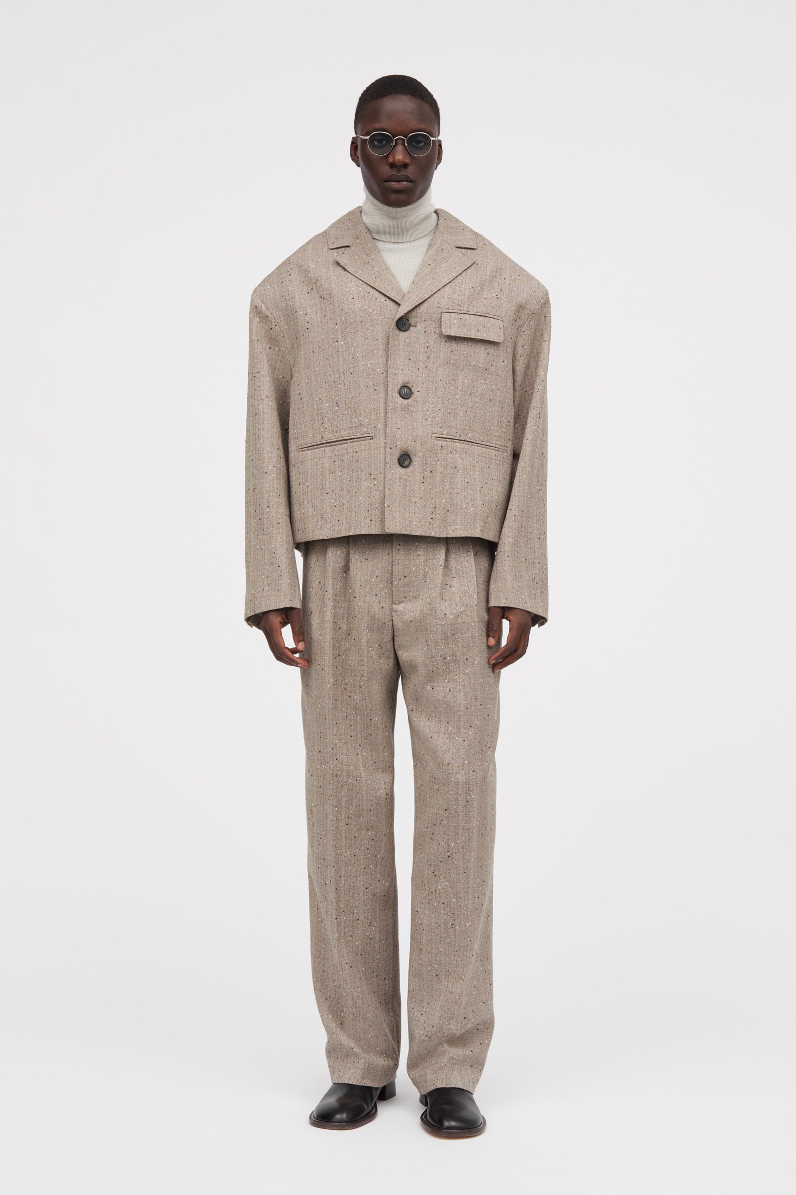 MKDT Studio Phil Speckled Thin Wool Pants Brown Melange
