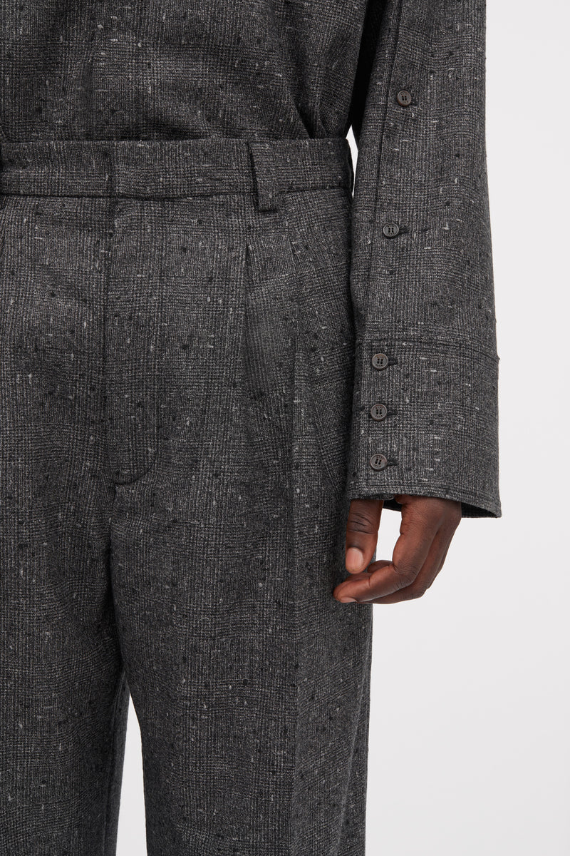 Mark Kenly Domino Tan Phil Wool Check Structure Pants BLACK/GREY