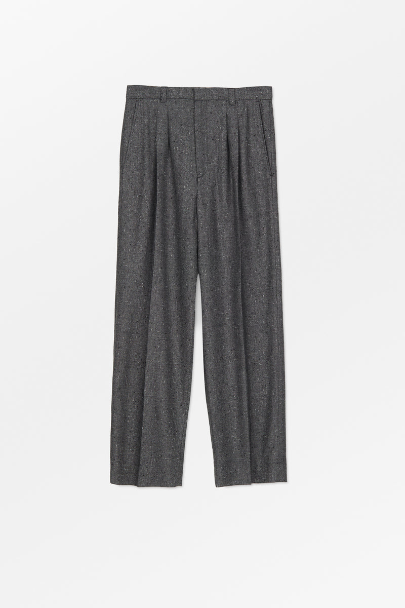 Mark Kenly Domino Tan Phil Wool Check Structure Pants BLACK/GREY