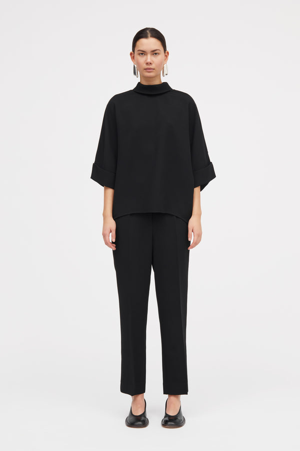 Mark Kenly Domino Tan Phoenix Crepe Georgette Pants BLACK