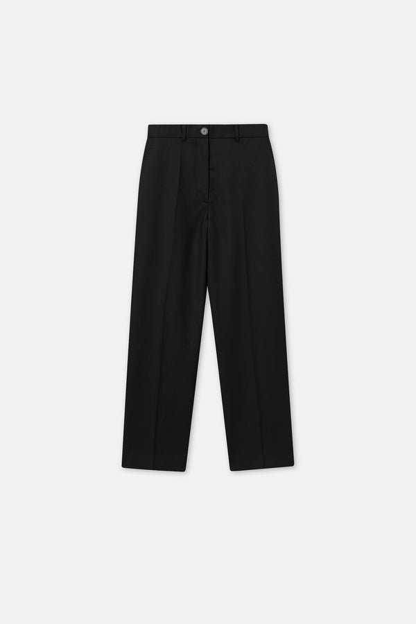 Mark Kenly Domino Tan Plieta Crepe Georgette Pants BLACK