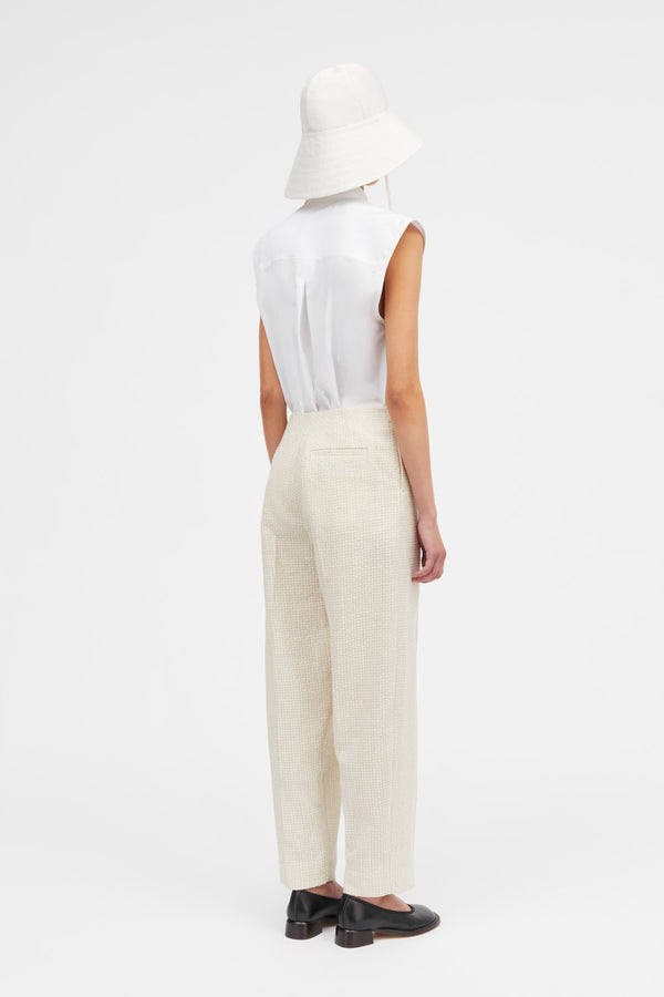 Mark Kenly Domino Tan Poline Check Tweed Pants NATURAL