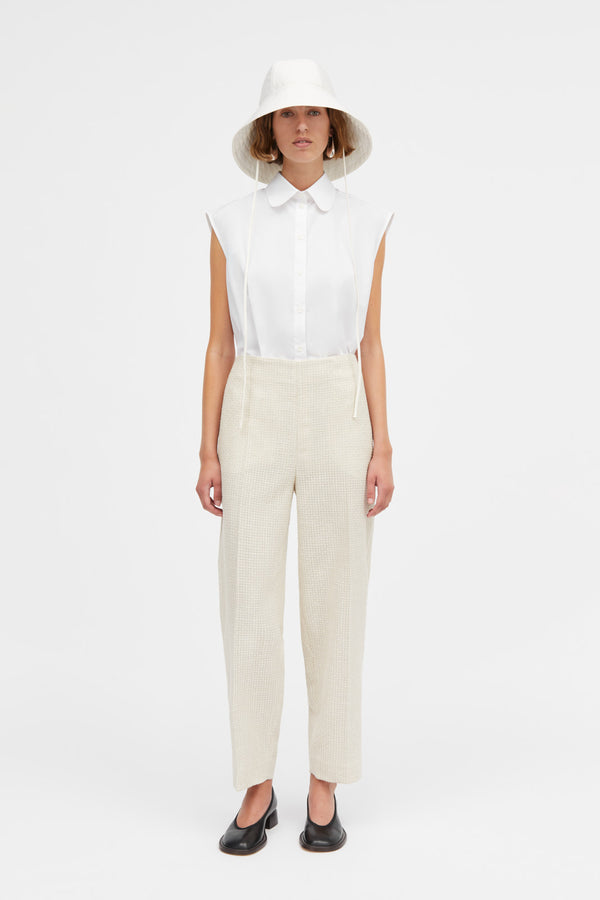 Mark Kenly Domino Tan Poline Check Tweed Pants NATURAL