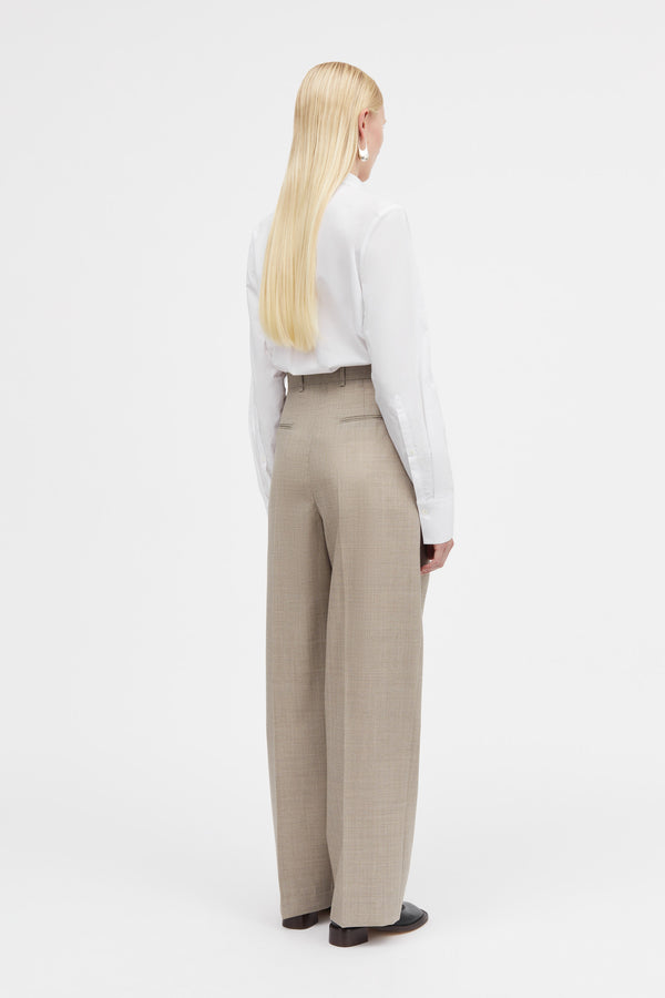 Mark Kenly Domino Tan Pomi Thin Wool Melange Pants CLAY MELANGE