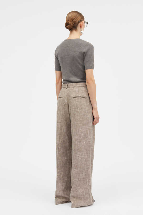 Mark Kenly Domino Tan Portlyn Structure Wool Blend Pants CINNAMON MELANGE
