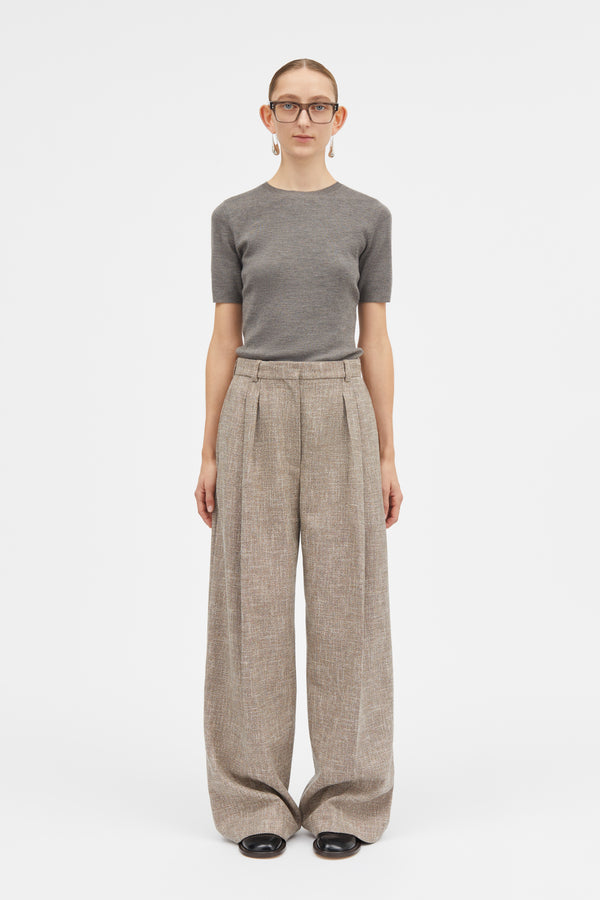 Mark Kenly Domino Tan Portlyn Structure Wool Blend Pants CINNAMON MELANGE