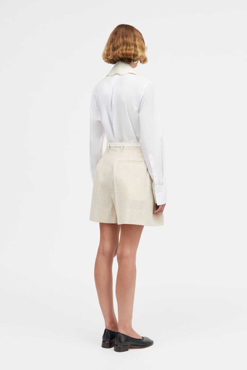 Mark Kenly Domino Tan Prisk Check Tweed Shorts NATURAL
