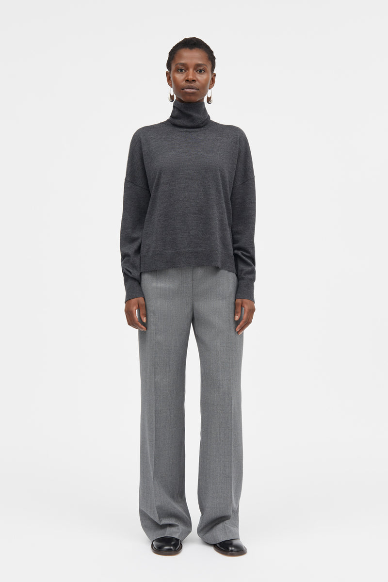 Mark Kenly Domino Tan Priska Light Wool Pants GREY MELANGE