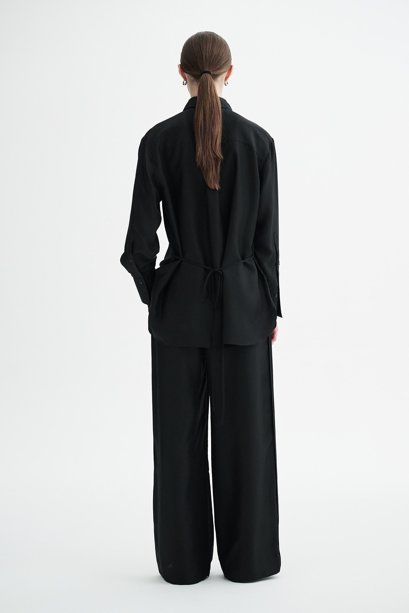 MKDT Studio SEBASTIANA MATTE SILK TWILL Shirts BLACK