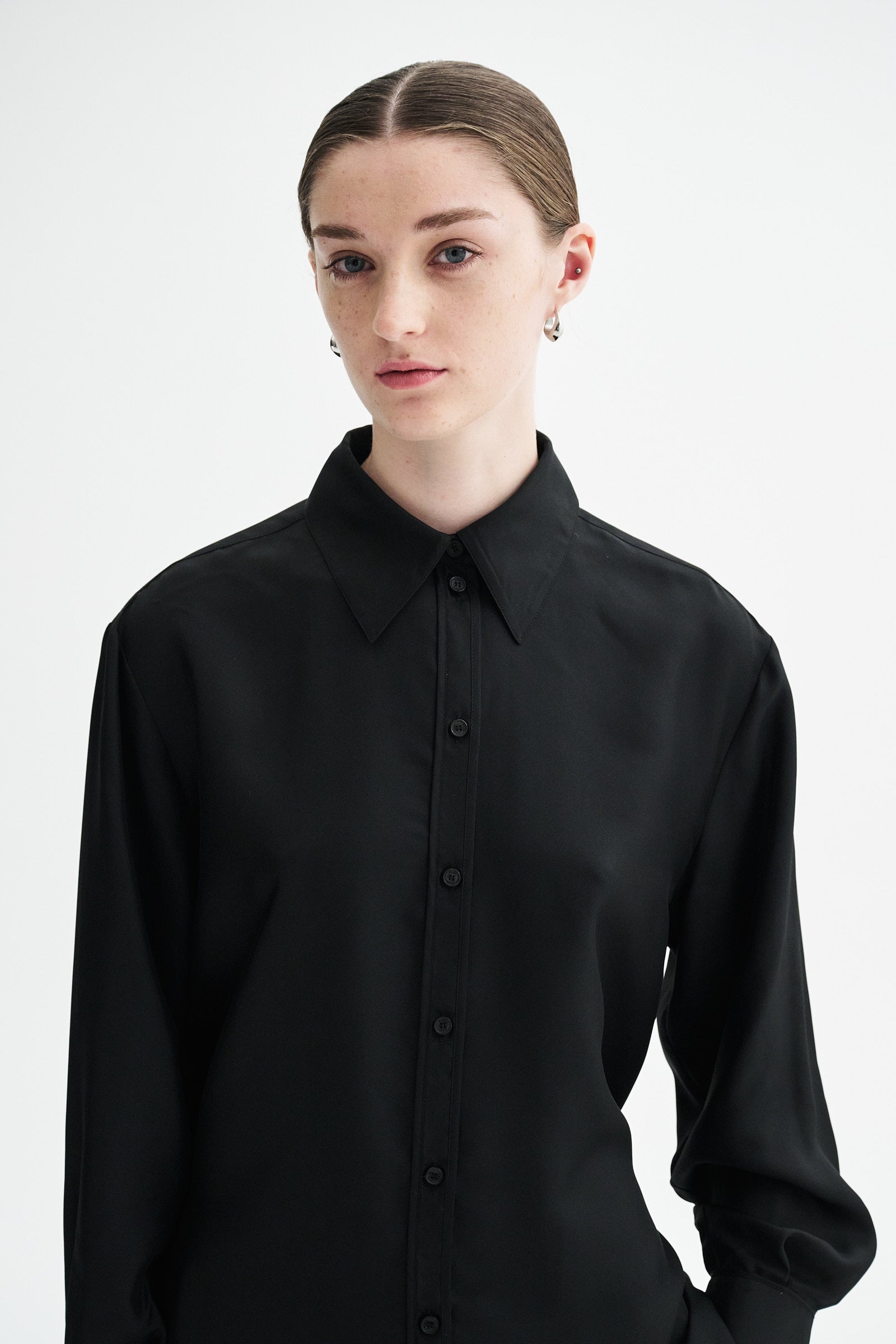 MKDT Studio SEBASTIANA MATTE SILK TWILL Shirts BLACK