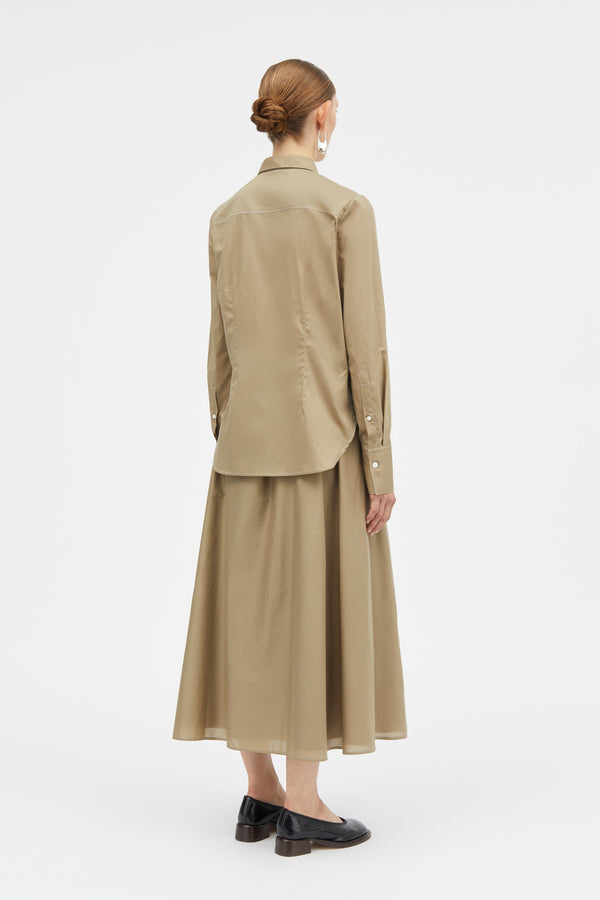 Mark Kenly Domino Tan Sadja Sheer Cotton Shirts KHAKI