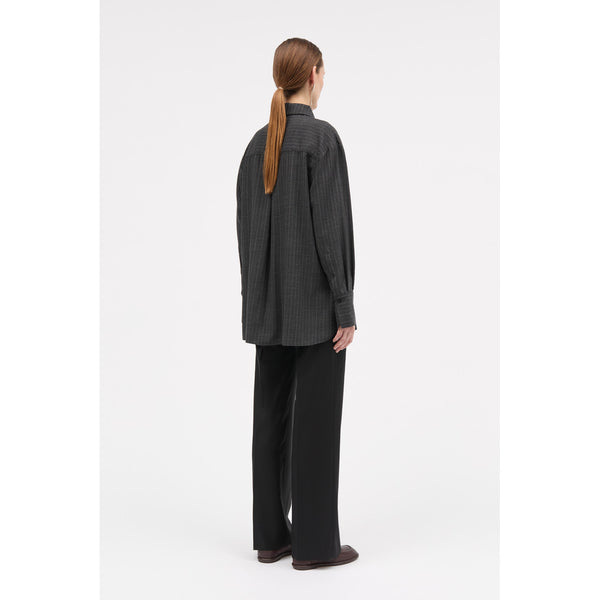 MKDT Studio Selenia Pinstripe Light Wool Shirts DARK GREY
