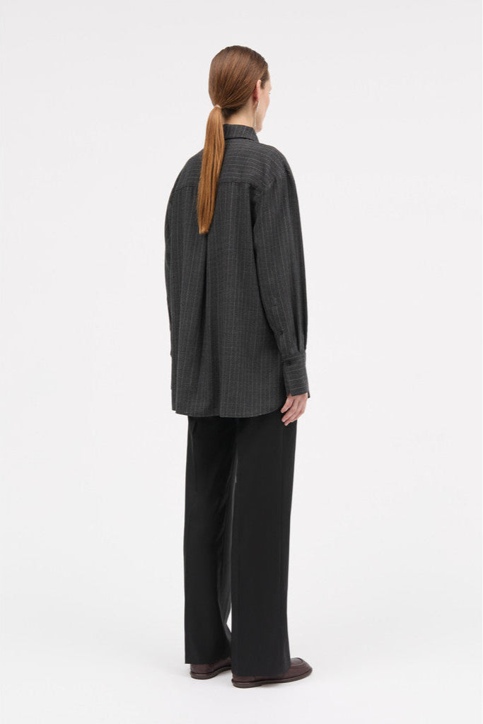 MKDT Studio Selenia Pinstripe Light Wool Shirts DARK GREY