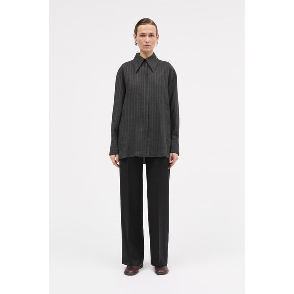 MKDT Studio Selenia Pinstripe Light Wool Shirts DARK GREY