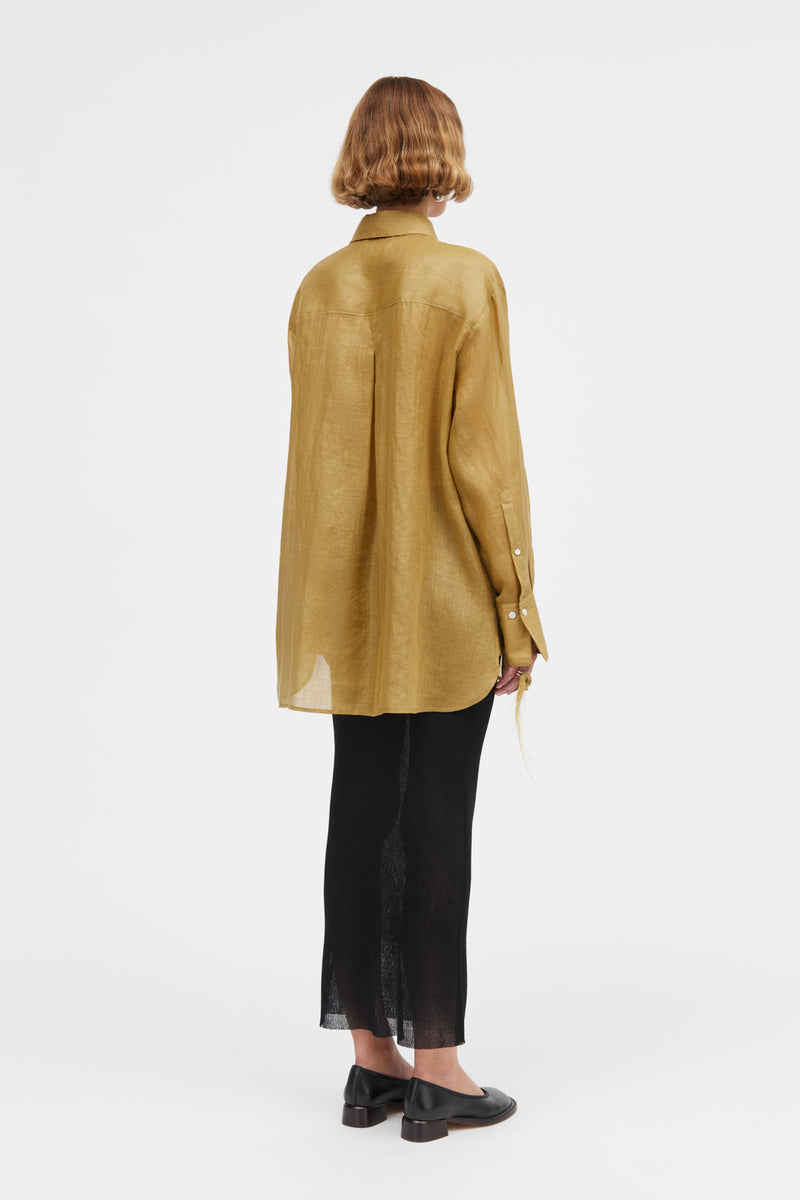 Mark Kenly Domino Tan Sigga Light Ramie Shirts GOLD OLIVE