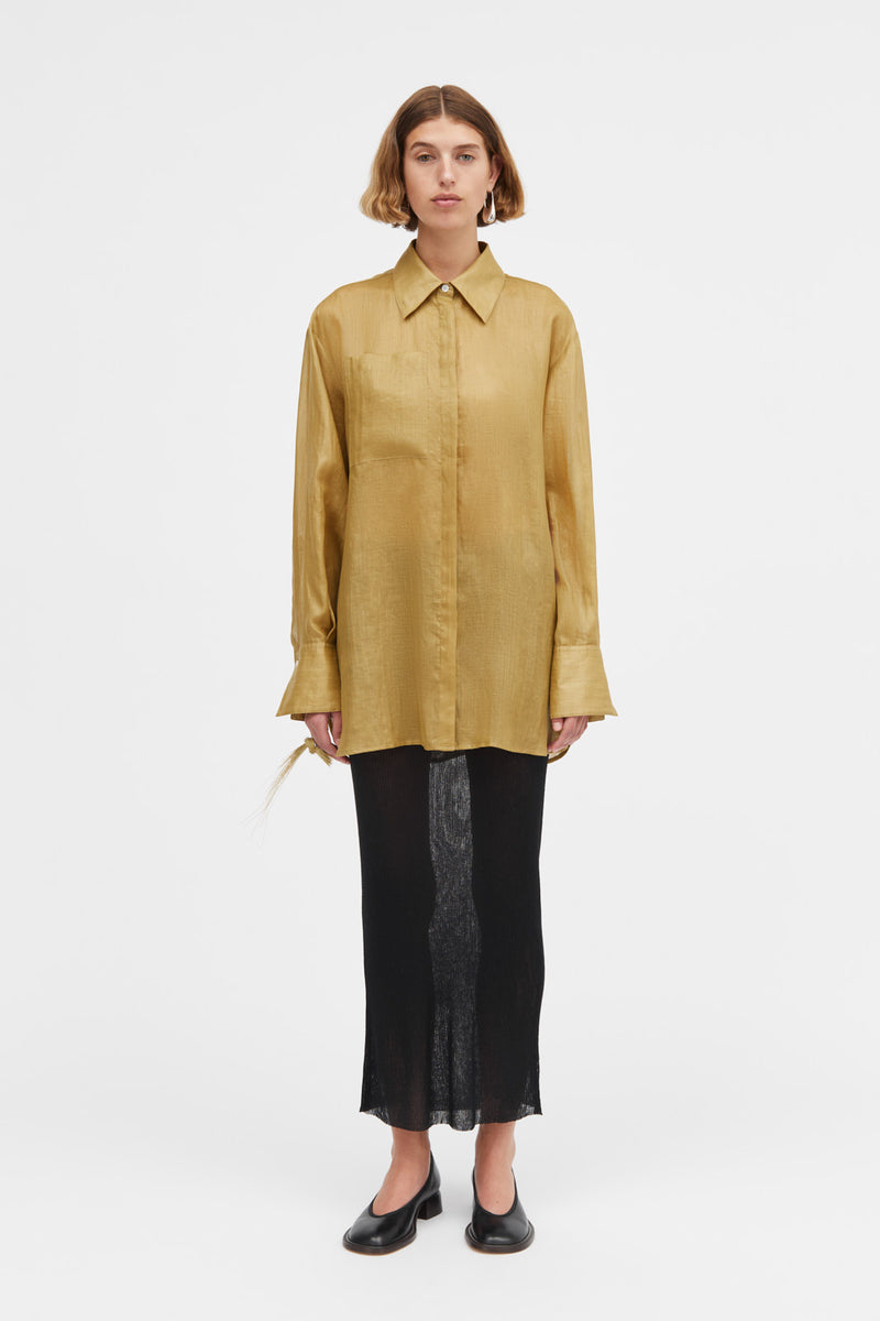 Mark Kenly Domino Tan Sigga Light Ramie Shirts GOLD OLIVE