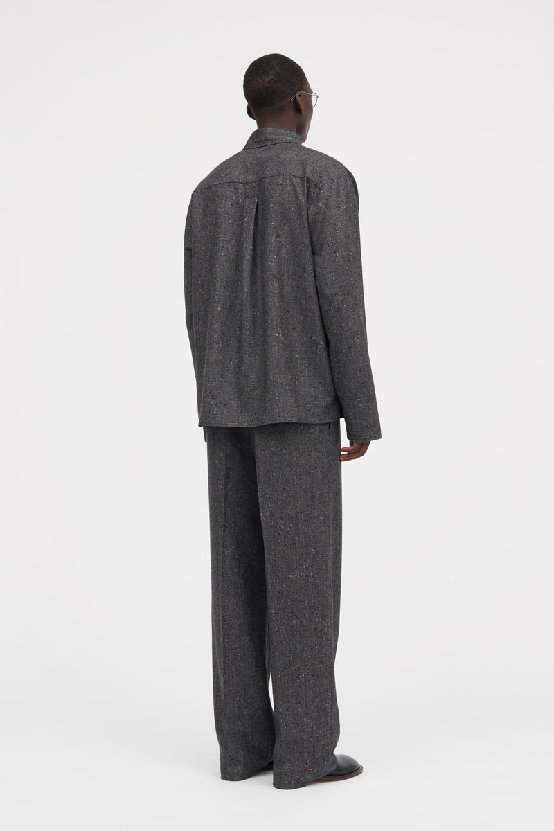 MKDT Studio Stephan Wool Check Structure Shirts BLACK/GREY