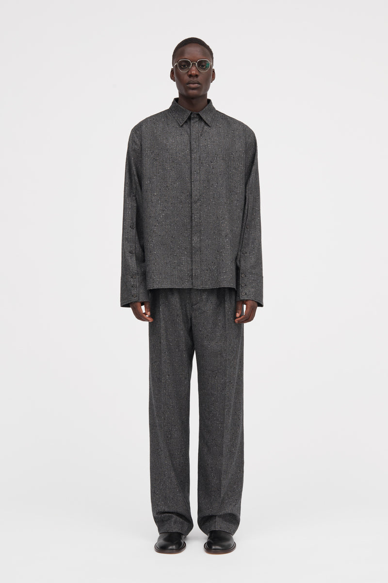 MKDT Studio Stephan Wool Check Structure Shirts BLACK/GREY