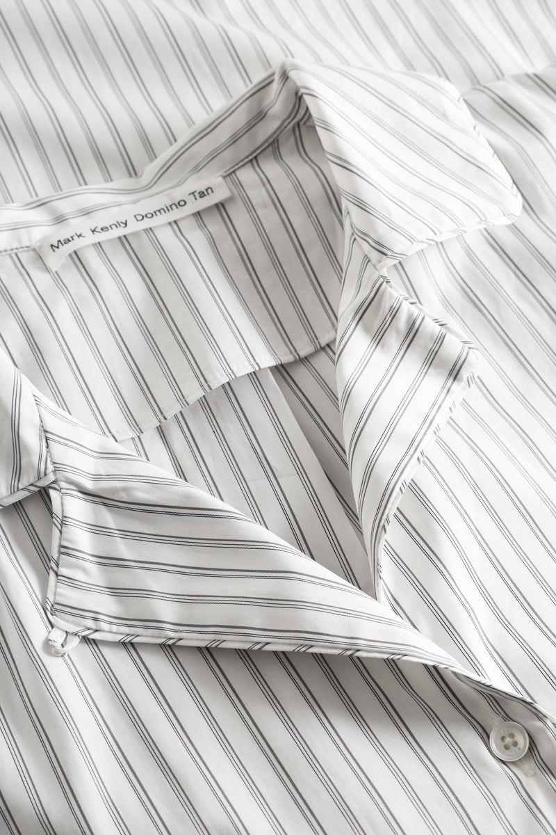 Mark Kenly Domino Tan Svanna Striped Cotton Shirts GREY/WHITE
