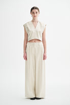 MKDT Studio TADAO-ATELIER SHINY COTTON MIX Vest METALIC CREAM