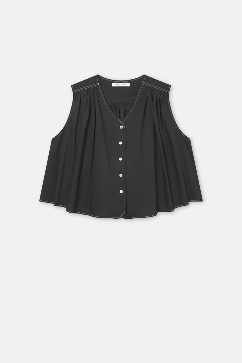 Mark Kenly Domino Tan Tahira Sheer Cotton Blouses BLACK