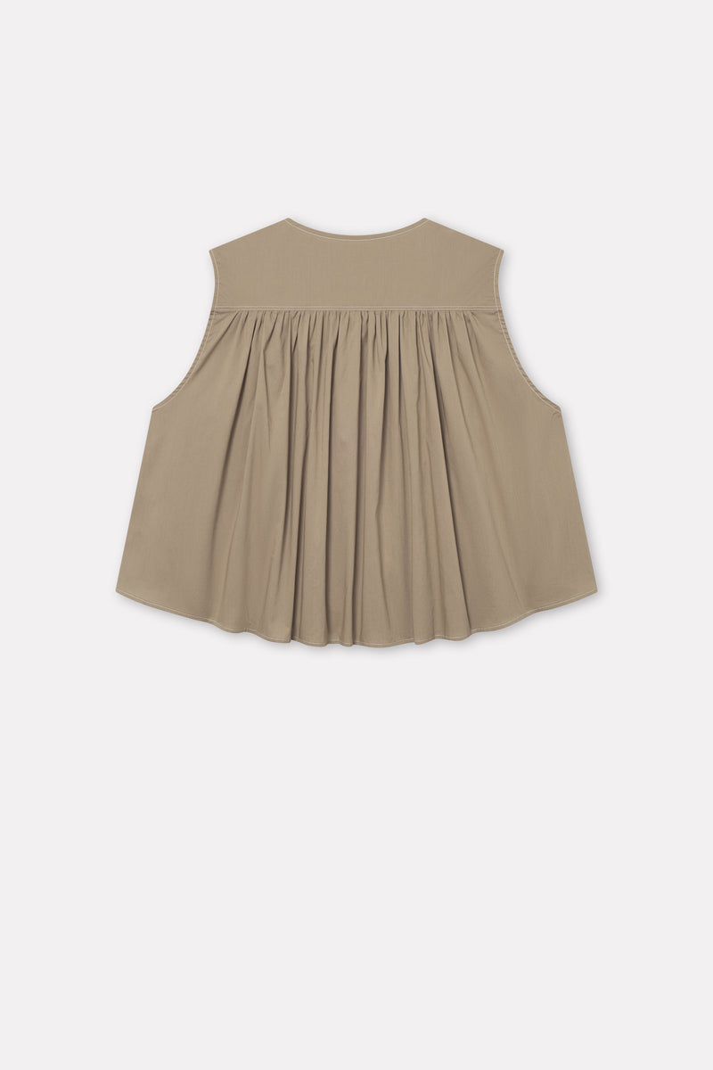 Mark Kenly Domino Tan Tahira Sheer Cotton Blouses KHAKI