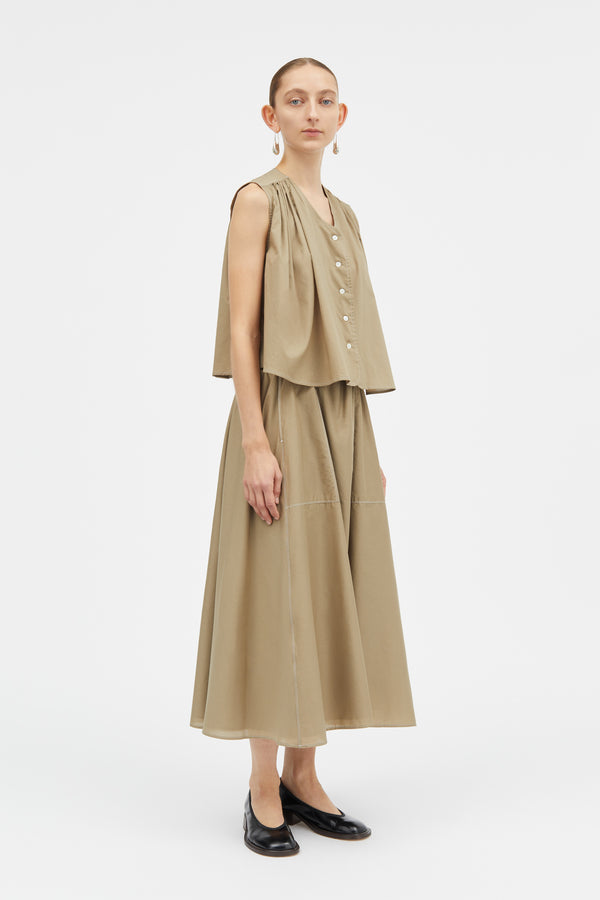 Mark Kenly Domino Tan Tahira Sheer Cotton Blouses KHAKI