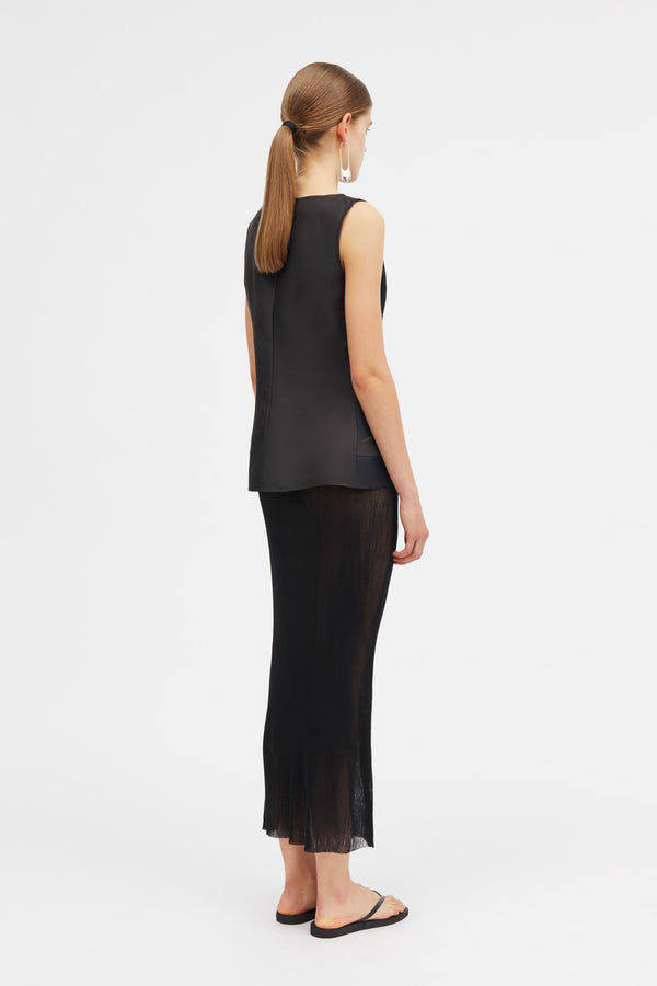 Mark Kenly Domino Tan Tami-atelier Silk Wool Twill Tops BLACK