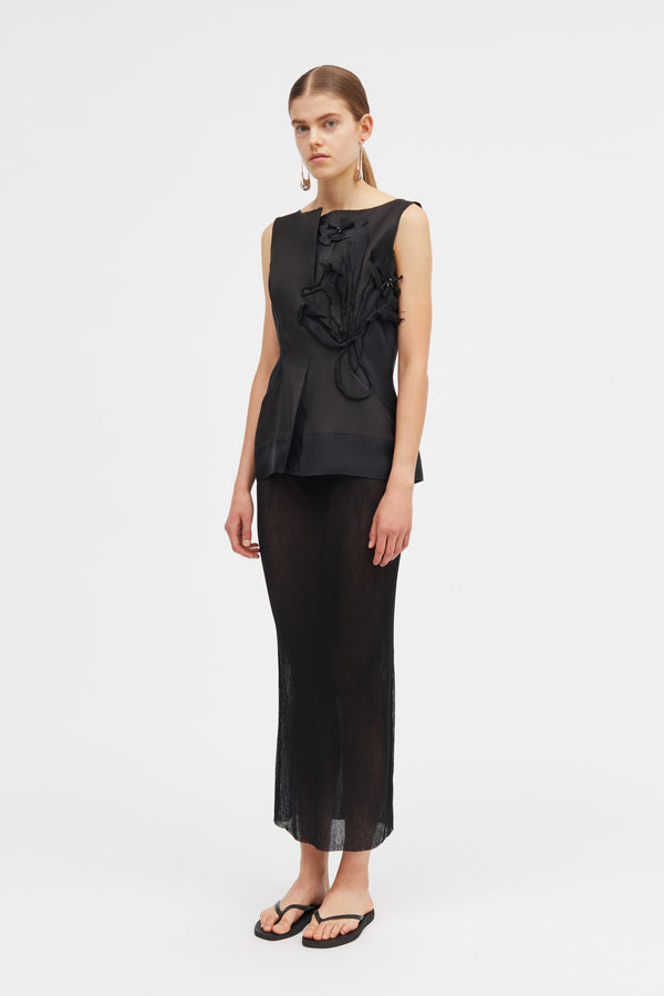 Mark Kenly Domino Tan Tami-atelier Silk Wool Twill Tops BLACK