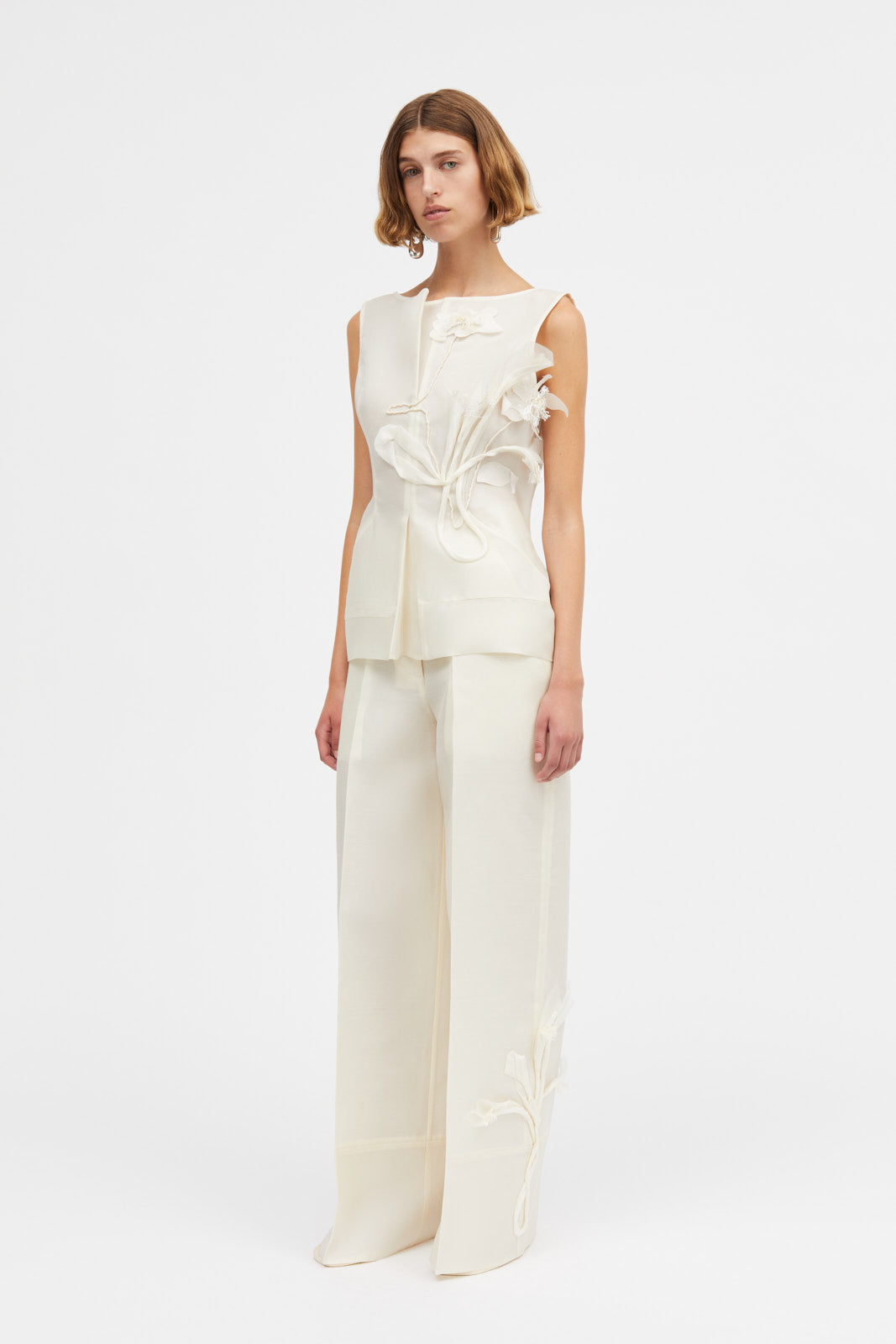 Mark Kenly Domino Tan Tami-atelier Silk Wool Twill Tops IVORY