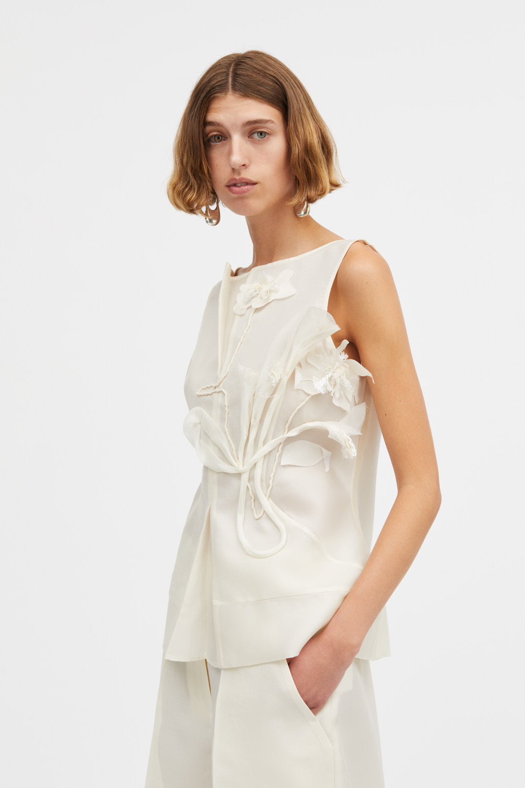 Mark Kenly Domino Tan Tami-atelier Silk Wool Twill Tops IVORY