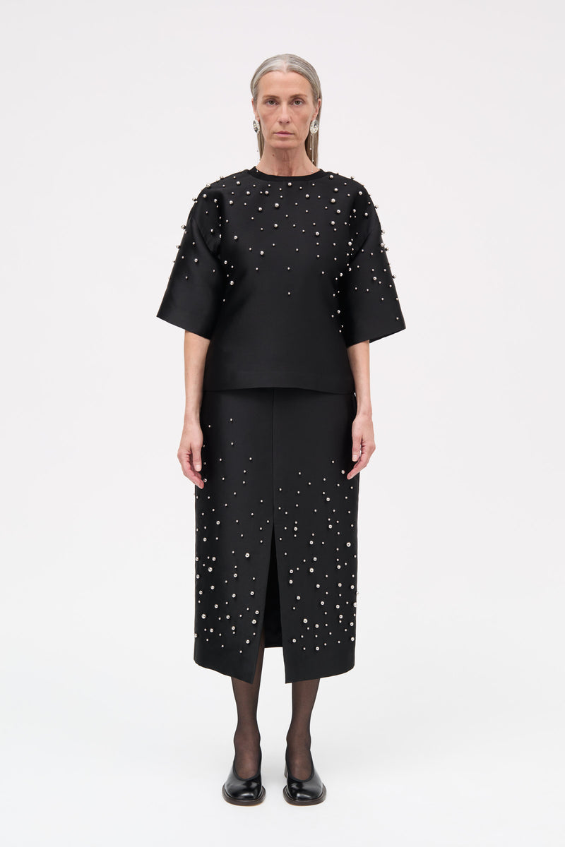 MKDT Studio Teagan-atelier Silk Tech T-Shirts BLACK