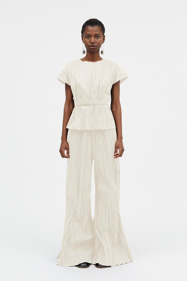 Mark Kenly Domino Tan Tine-atelier Pleated Cotton Tech Blouses BABYS BREATH