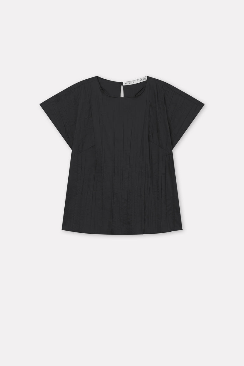 MKDT Studio Tine-atelier Pleated Cotton Tech Blouses BLACK