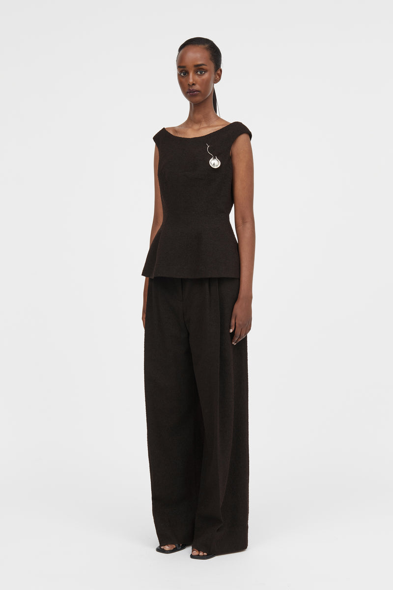 Mark Kenly Domino Tan Tishi-atelier Wool Boucle Blouses DARK BROWN