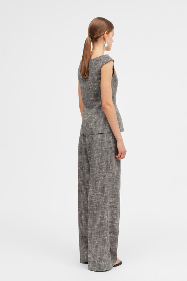 Mark Kenly Domino Tan Tishi Tweed Blouses GRANITE