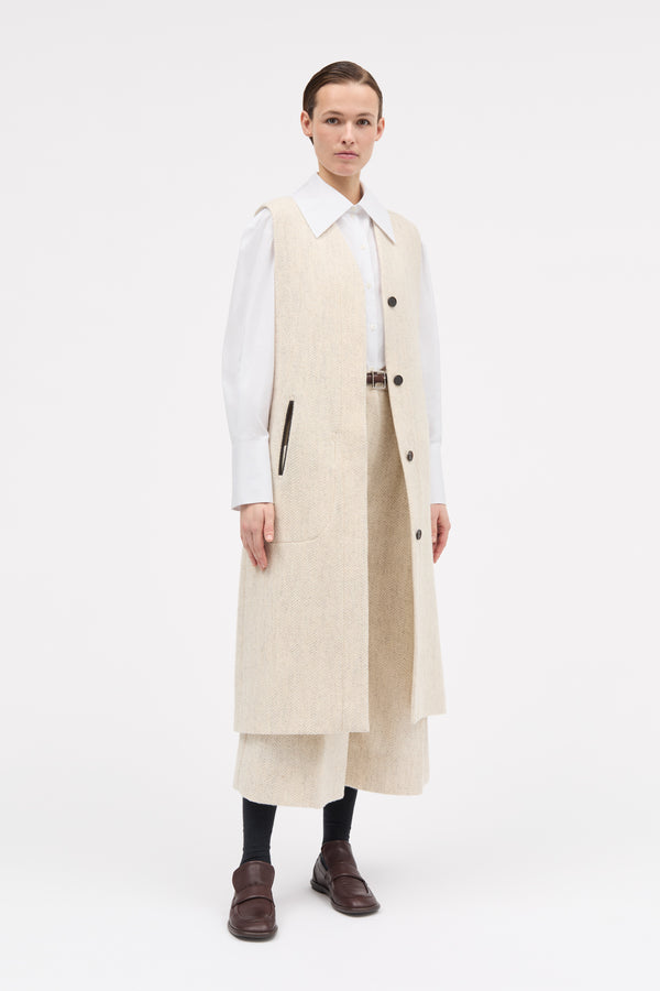 MKDT Studio Victoire Wool Herringbone Vest OAT